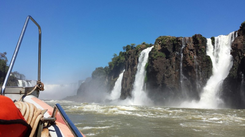 Iguazu Falls nautical adventure speedboat under the falls