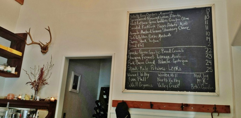 Thistle McMinnville Restaurants wall menu