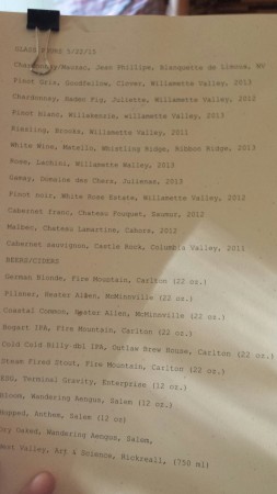 Thistle McMinnville Restaurants wines by the glass