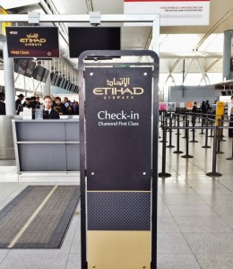 a check in counter in an airport