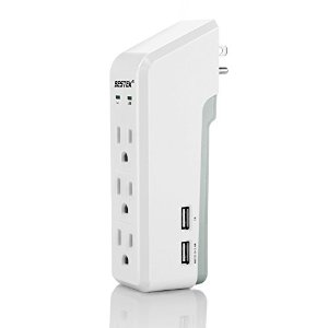 BESTEK® 3-Outlet Wall Mount Mini Travel Charger Surge Protector with 4 USB Ports