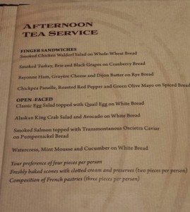 a menu on a table