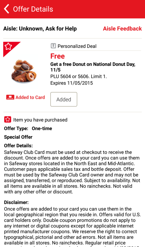 Safeway Free Doughnut National Donut Day
