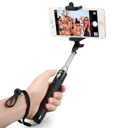 a hand holding a selfie stick