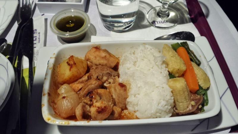 Thai Airways Business Class Chennai Bangkok chicken curry