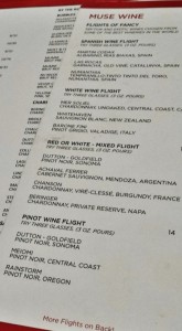 a menu with black text