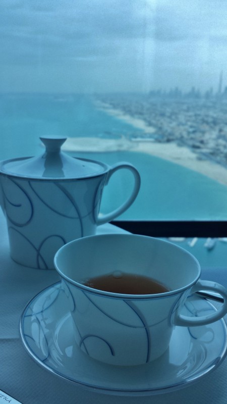 Burj Al Arab afternoon tea Skyview Bar tea w view