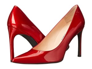a pair of red high heeled shoes