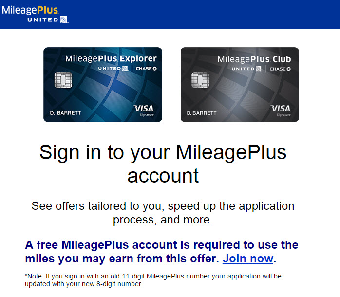 mileage plus login to see offers page