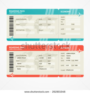 a pair of boarding pass tickets