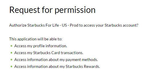 starbucks for life registration permisson