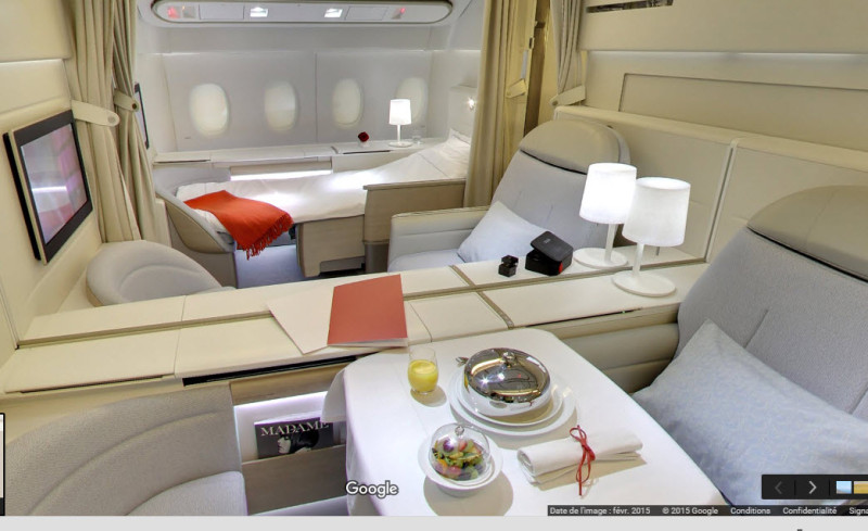 Air France 777 first class cabin google street view