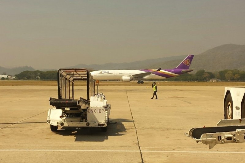 Chiang Mai Airport Bangkok Airways walk to plane