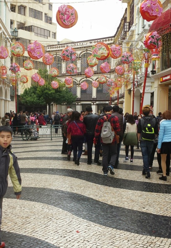 Chinese New Year Macau Senado Square overhead decorations