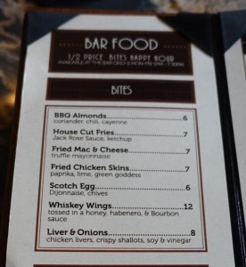 a menu of a bar food