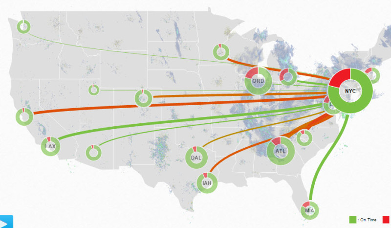 a map of the united states with different colored circles