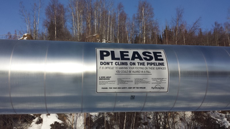 Trans-alaska oil pipeline warning sign