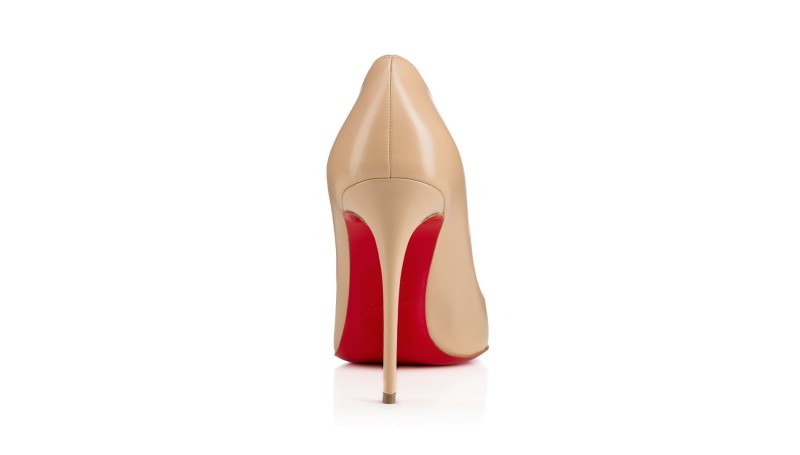 a tan high heeled shoe