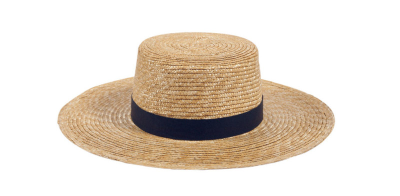 a straw hat with a black band