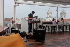 a man standing on a table