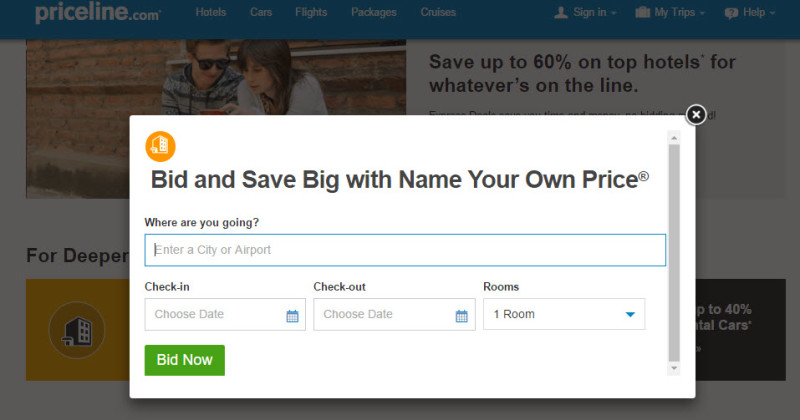Priceline name your own price site