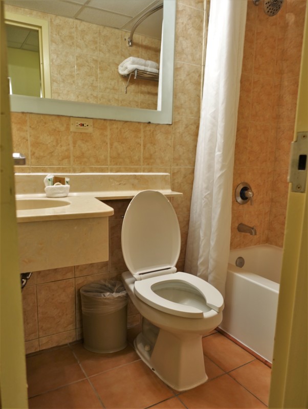 San Juan Airport Hotel Review queen room bathroom