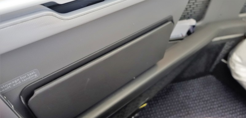 American Airlines Business Class Dreamliner forward facing seat storage