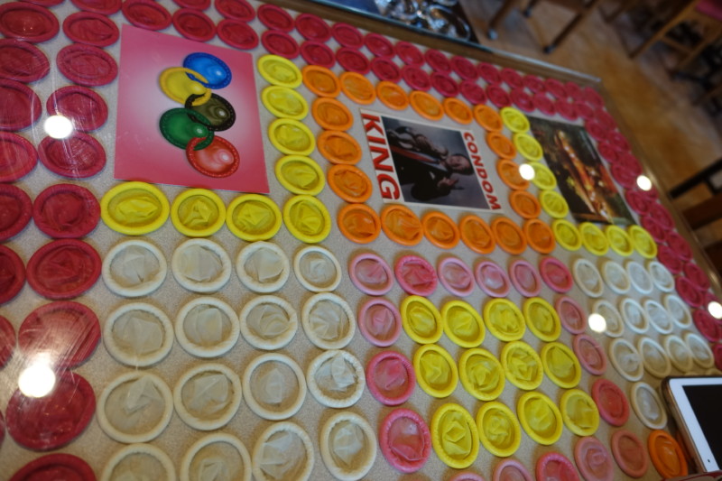 a group of condoms on a table
