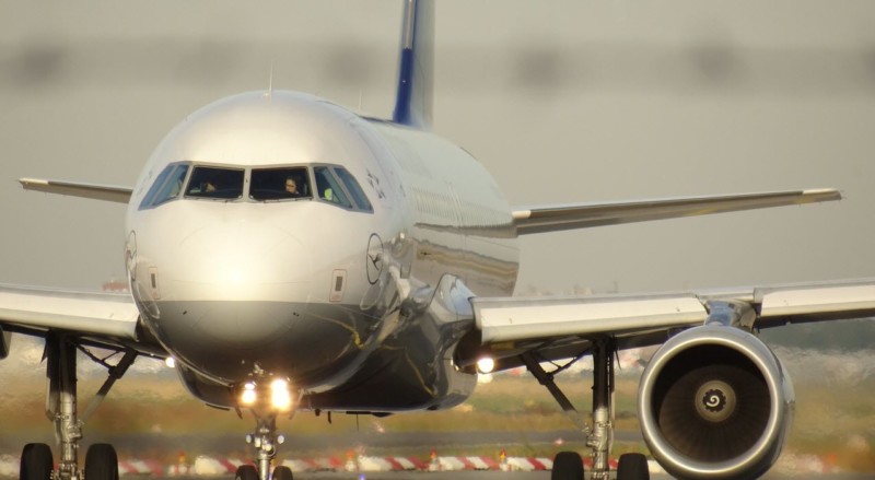 a plane on the runway