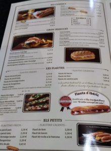 a menu with pictures of food