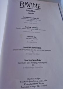 a menu of a restaurant