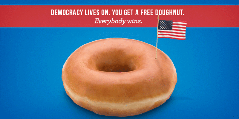 a donut with a flag on it
