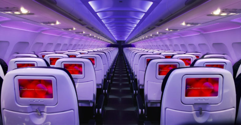 rows of seats in an airplane