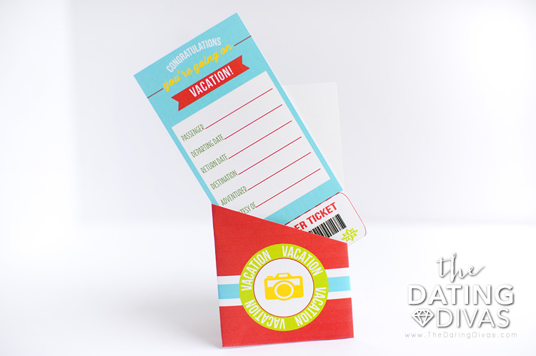 Vacation ticket template with holder from The Dating Divas