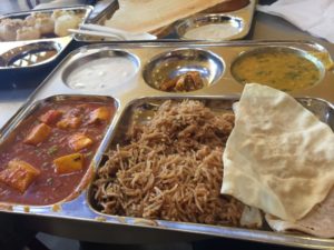 a tray of food on a table