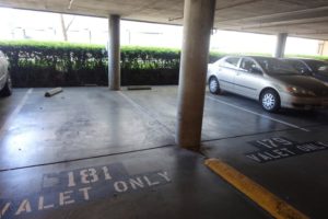 a car parked in a parking garage