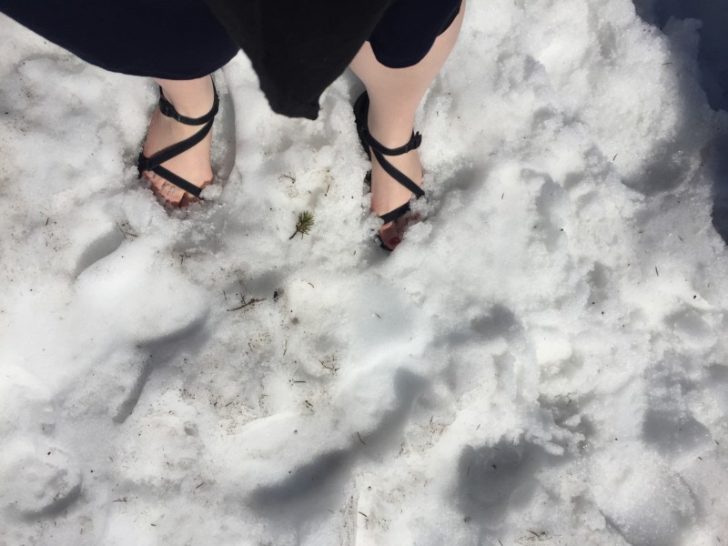 a person standing in the snow