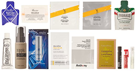 a group of packages of facial scrubs