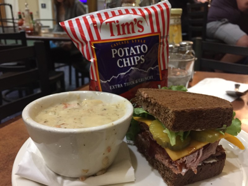 a sandwich and soup on a plate
