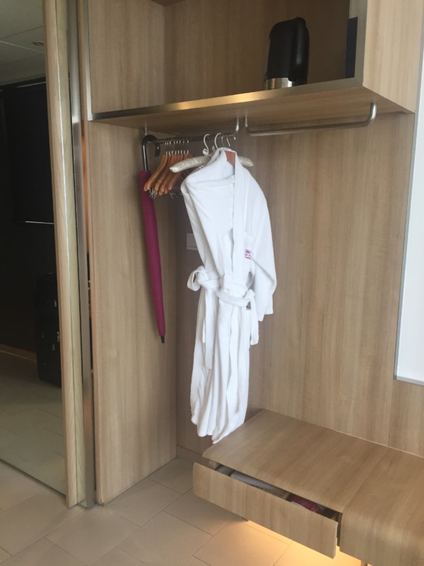 a white robe from a rack