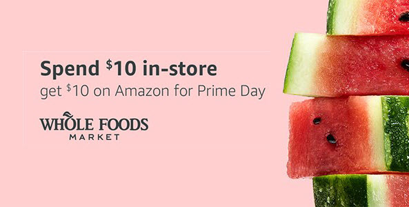 Free $10 Amazon Credit When You Spend $10 at Whole Foods