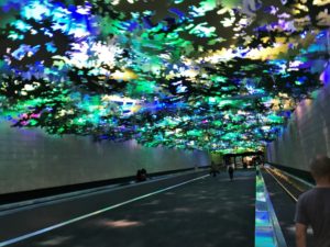 a tunnel with colorful lights